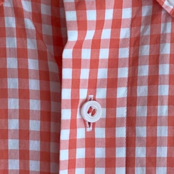 Southern Tide Gingham Contrast Cuff Button Up Shirt Coral Preppy Coastal-M - Picture 8 of 13